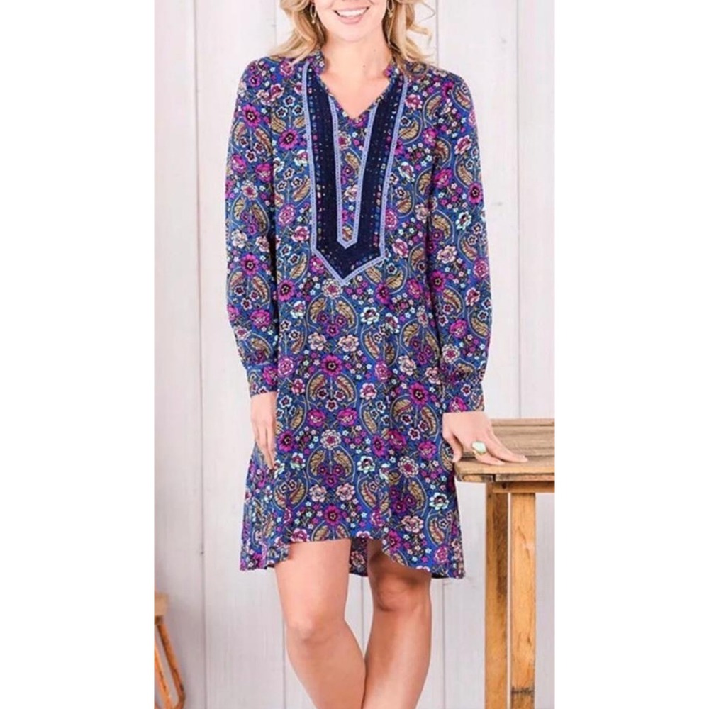Matilda Jane Thoughts‎ & Dreams Dress XL Floral Print Long Sleeve  Boho Chic